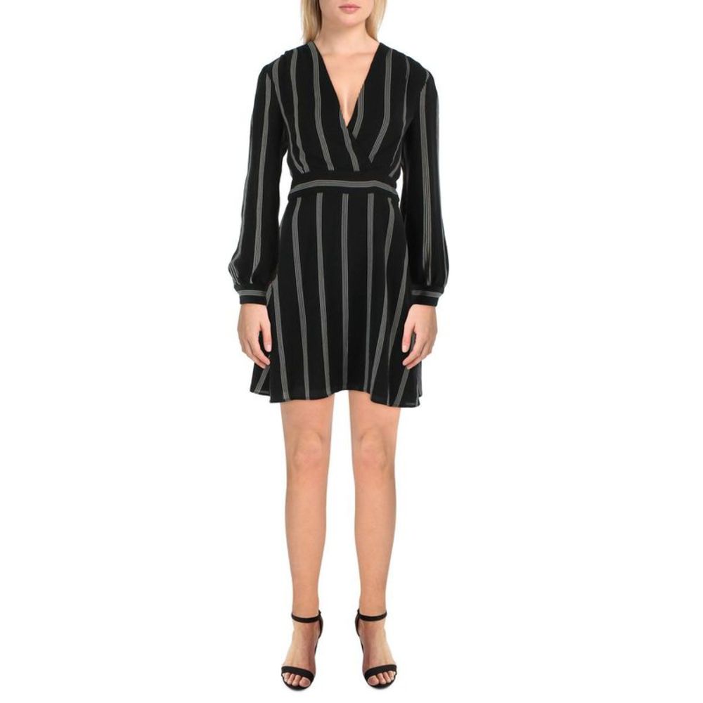 Charles Henry Black and Gray Striped Dress